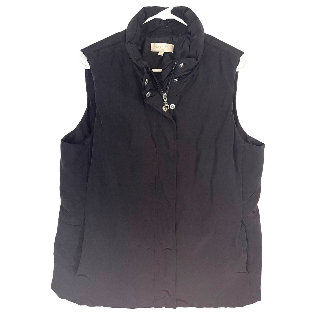 Talbots Men's Black Full Zip Up Puffer Vest with Pockets Men's Size Medium